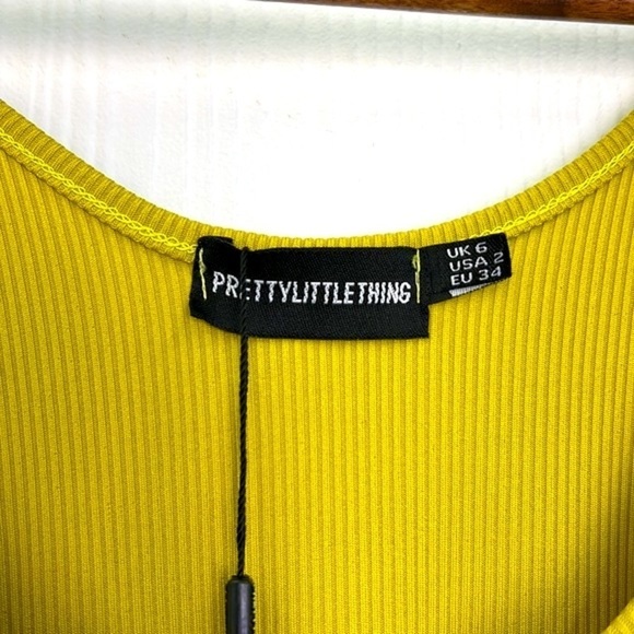 PrettyLittleThing-NWT Shape Dark Lime Ribbed Scoop Neck Sleeveless Jumpsuit SZ 2 - Picture 5 of 9